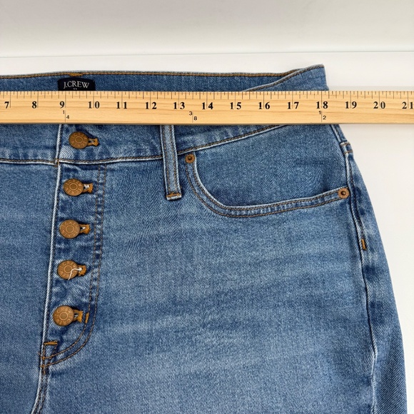 J Crew Jeans Women 34 Blue Essential Straight Button Fly Stretch Mid Rise Denim - Picture 7 of 11
